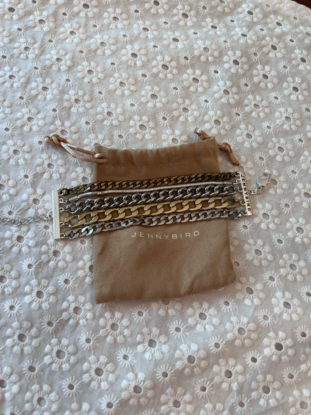 Jenny Bird Austin Cuff Mixed Metal Layered Chain Bracelet Set - Gold & Silver - Picture 4 of 5